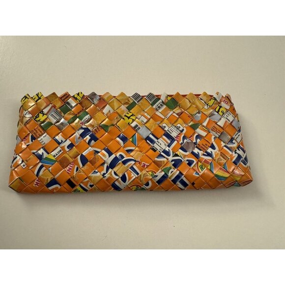 Vintage Upcycled Original Artsy Colorful Clutch Wallet Unique Boho Zip J29 - Picture 1 of 3